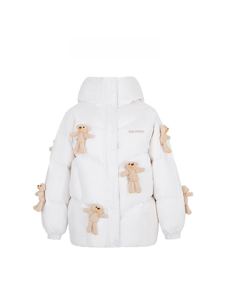 13DE MARZO Allover Teddy Hooded Down Jacket – CHINASQUAD