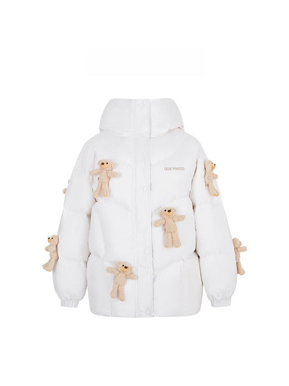 Allover Teddy Hooded Down Jacket