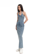 "Feria Series" Volcano V-Waist Pleated Halter Dress - CHINASQUAD