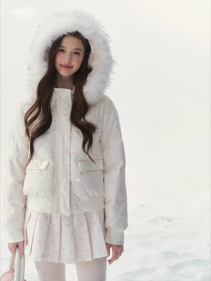 White Fur-Collar Duck Down Jacket