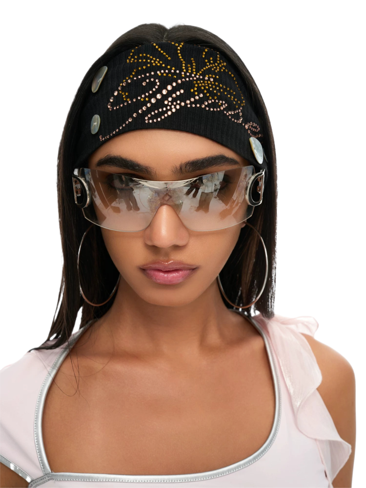 Shell Embellished Stretch Ribbed Headband