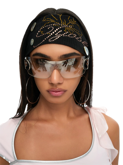 Shell Embellished Stretch Ribbed Headband