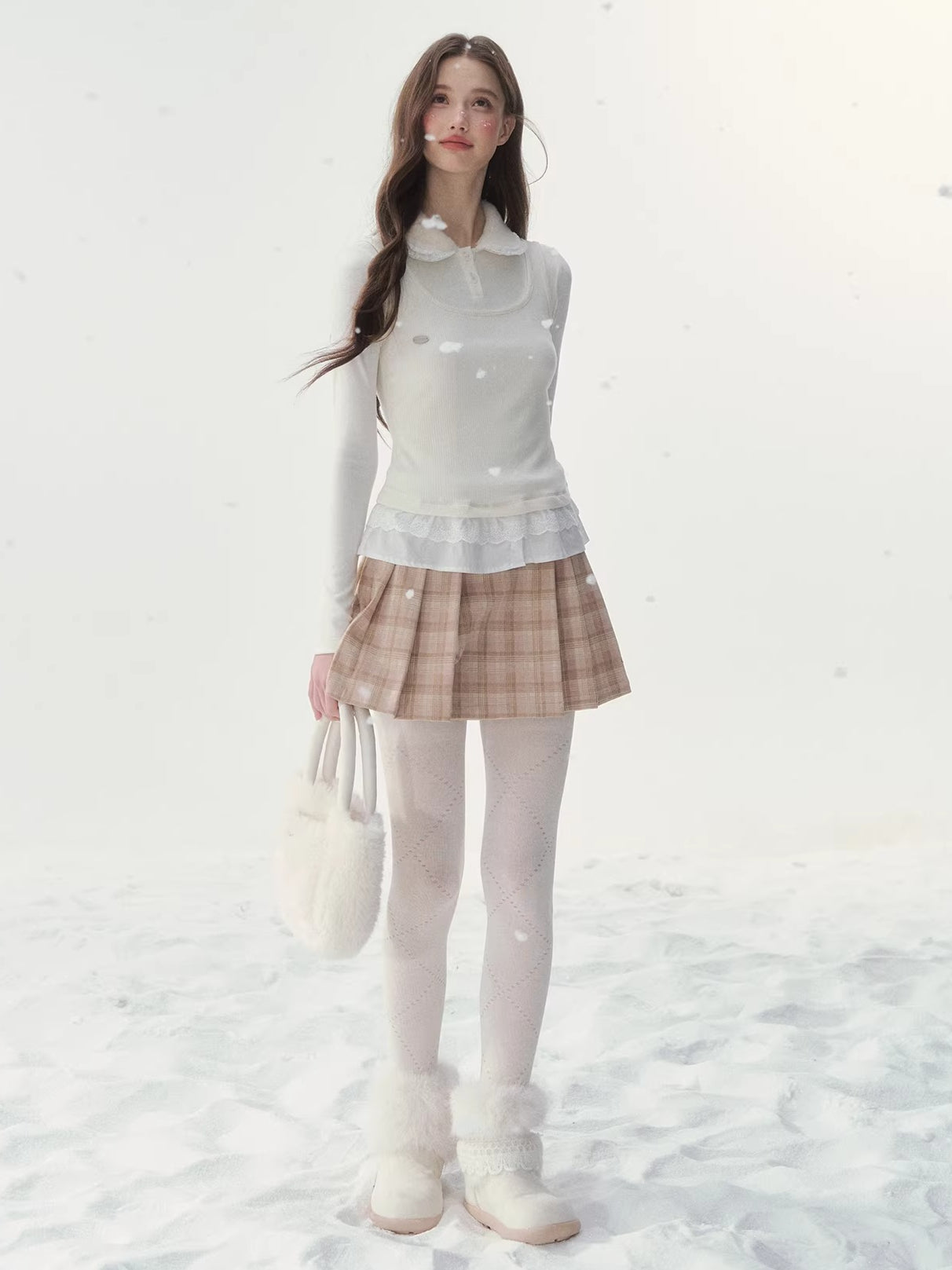 Faux Layered Knit Long Sleeve T-Shirt