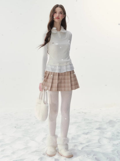 Faux Layered Knit Long Sleeve T-Shirt