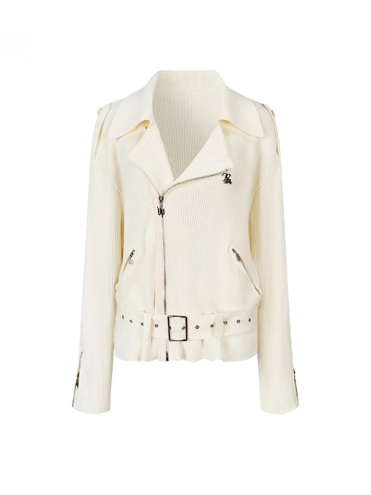 Heavy-Duty Metal Zipper Knit Jacket