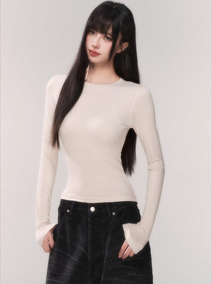 Waist-Cinching Long-Sleeve Crewneck Base Tee