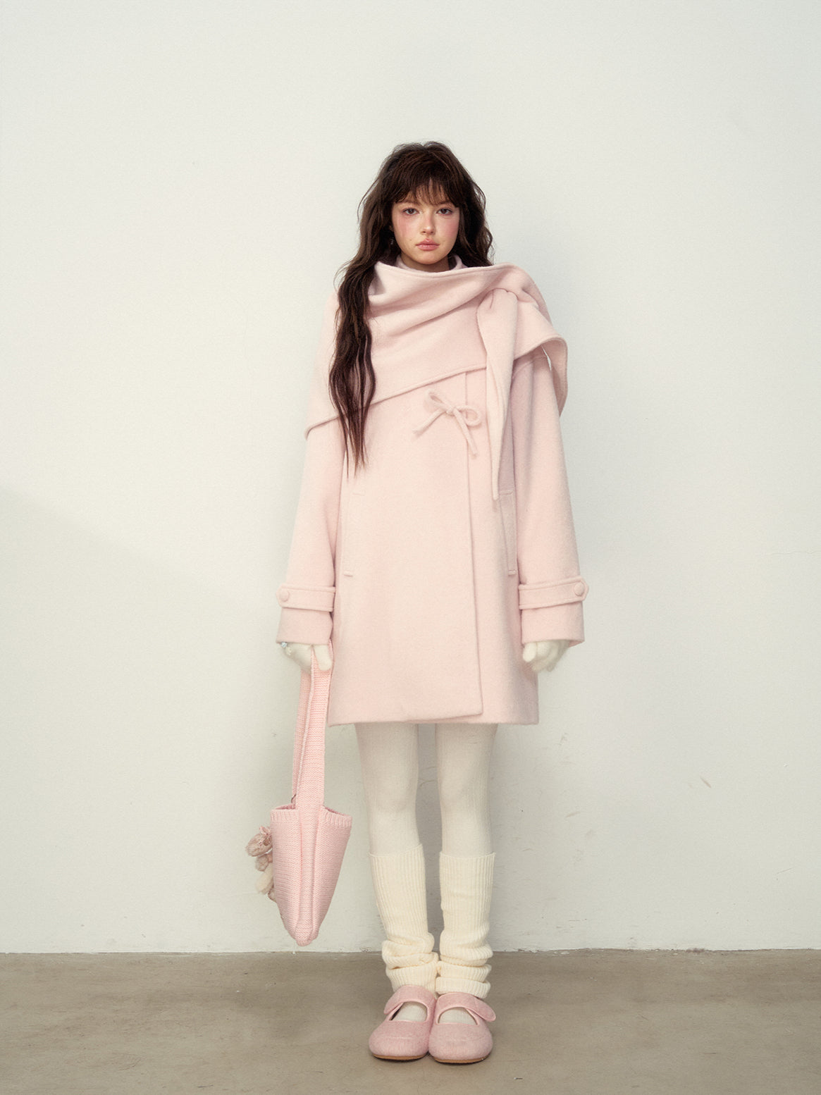  Hokkaido Pink Bow Collar Coat