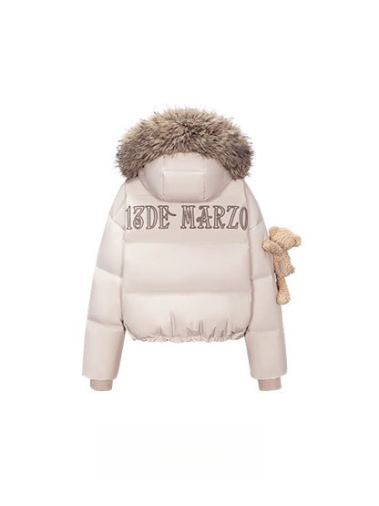 Detachable Fur Collar Hooded Down Jacket