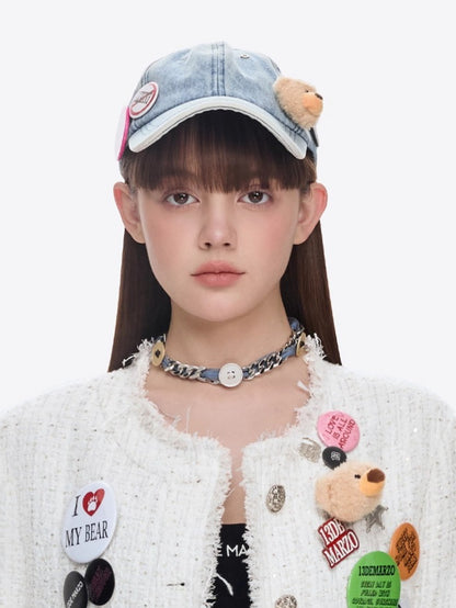 Vintage Badge Denim Baseball Cap