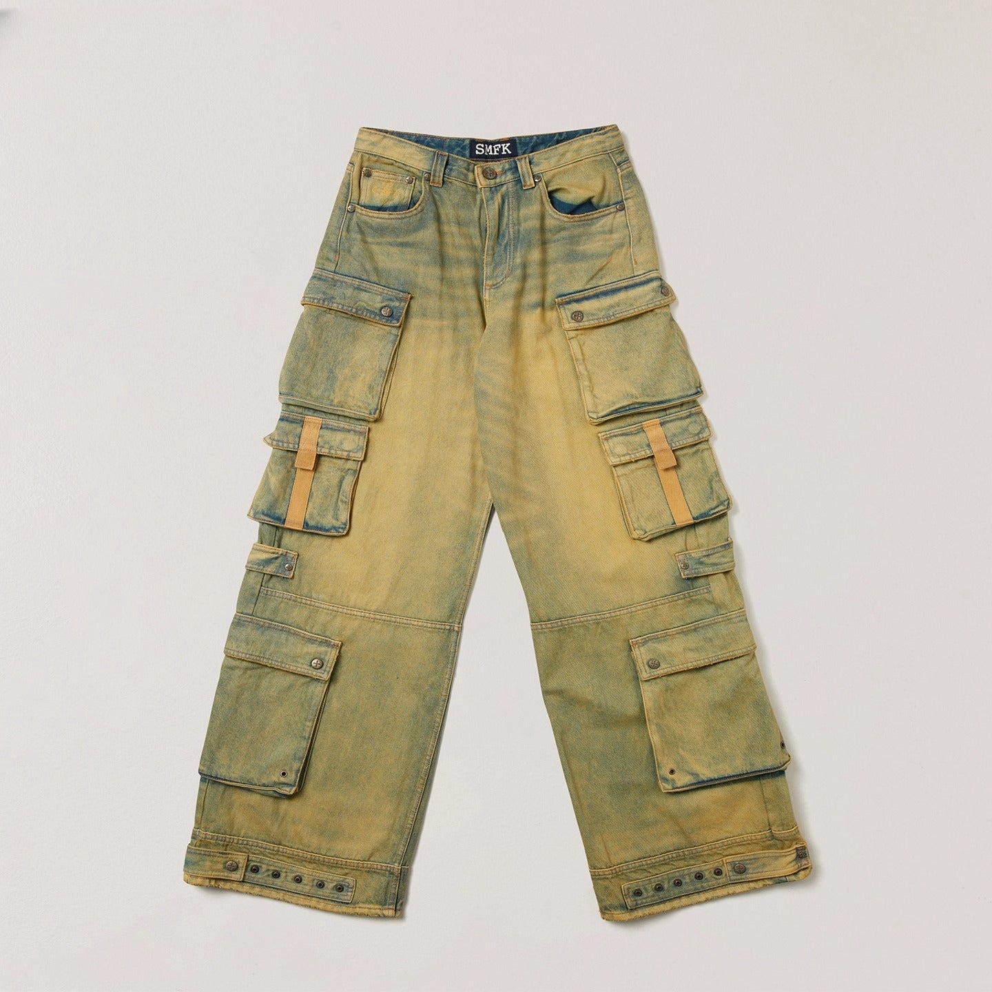 Wild Mustang Multi-Pocket Wide-Leg Jeans