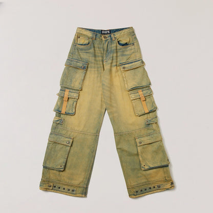 Wild Mustang Multi-Pocket Wide-Leg Jeans