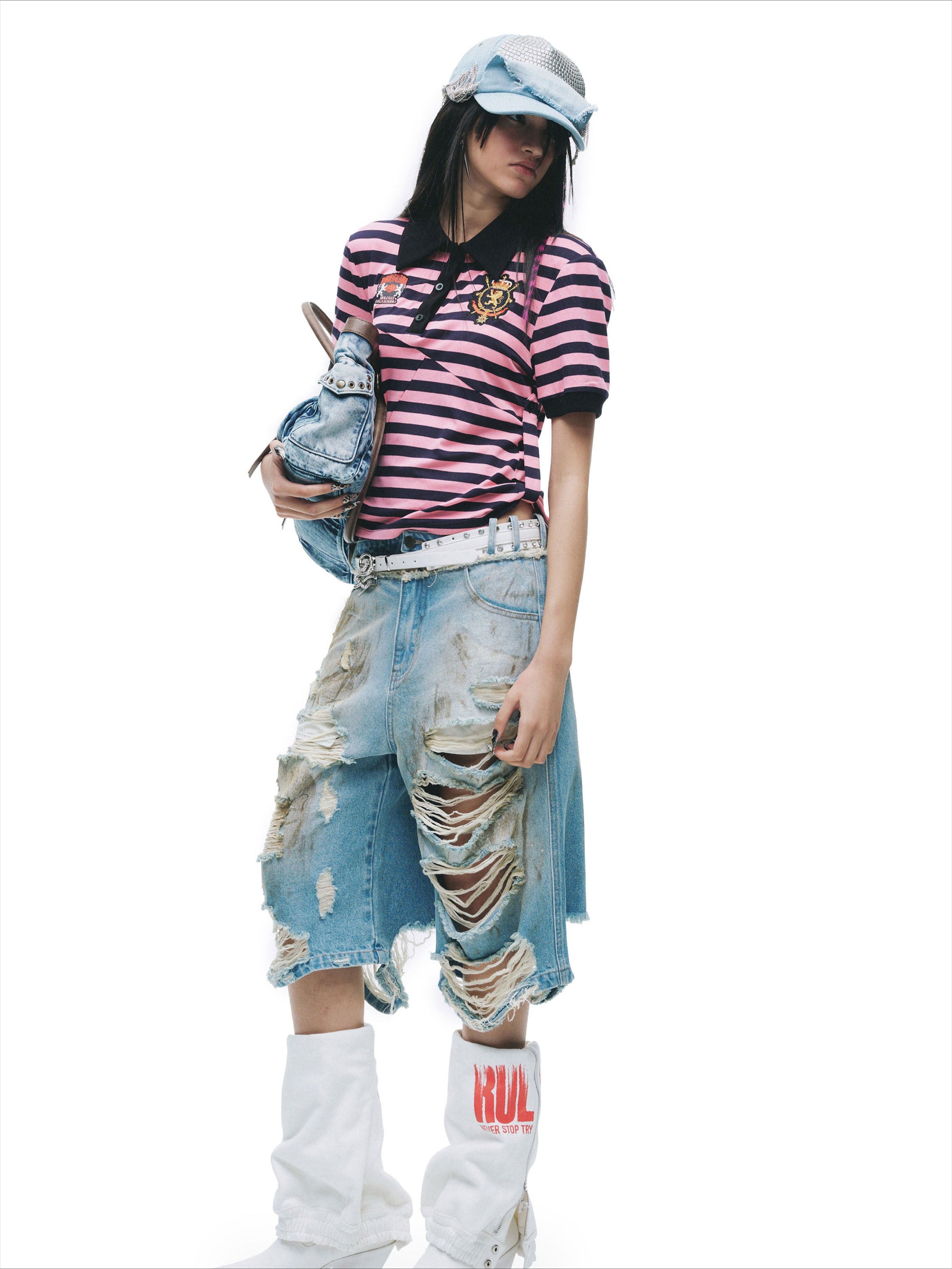 Patchwork Drawstring Adjustable T-Shirt