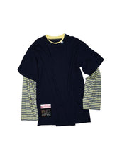 Fake Two-Piece Contrast Color Loose Striped T-Shirt - CHINASQUAD