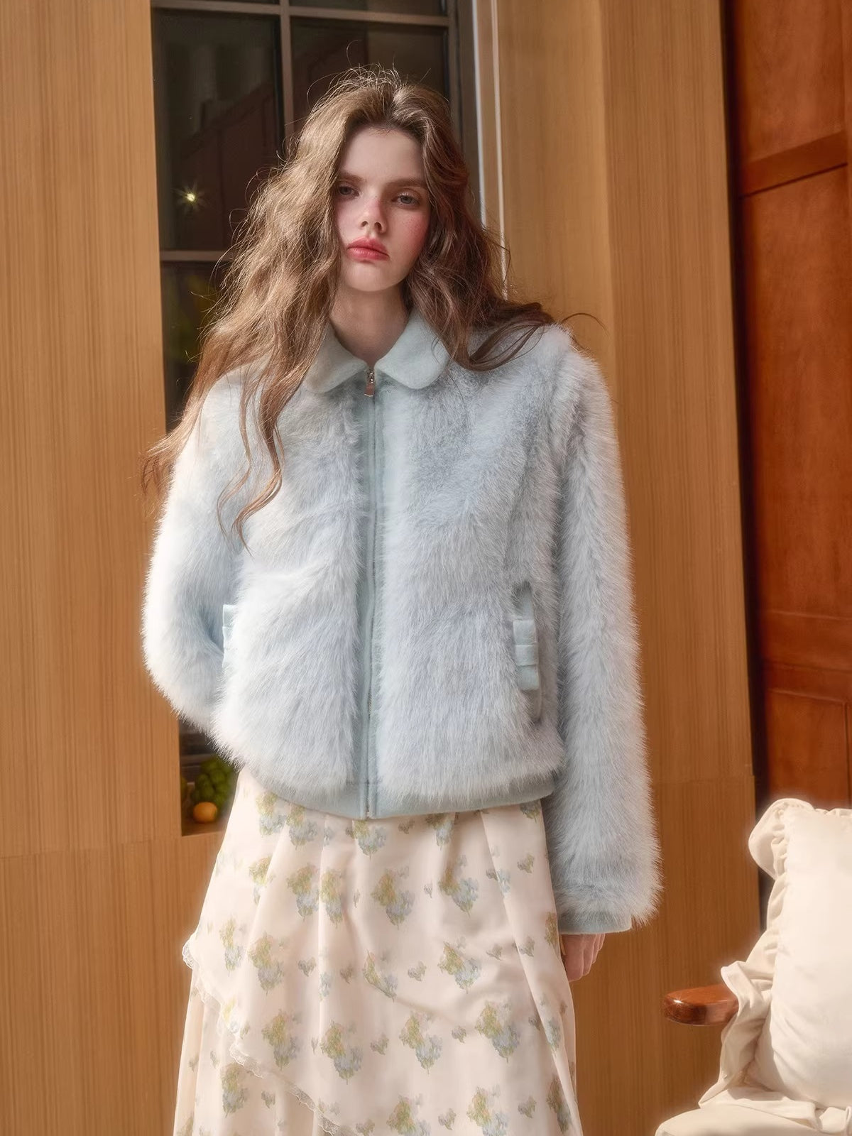 Faux Leather Peter Pan Collar Jacket