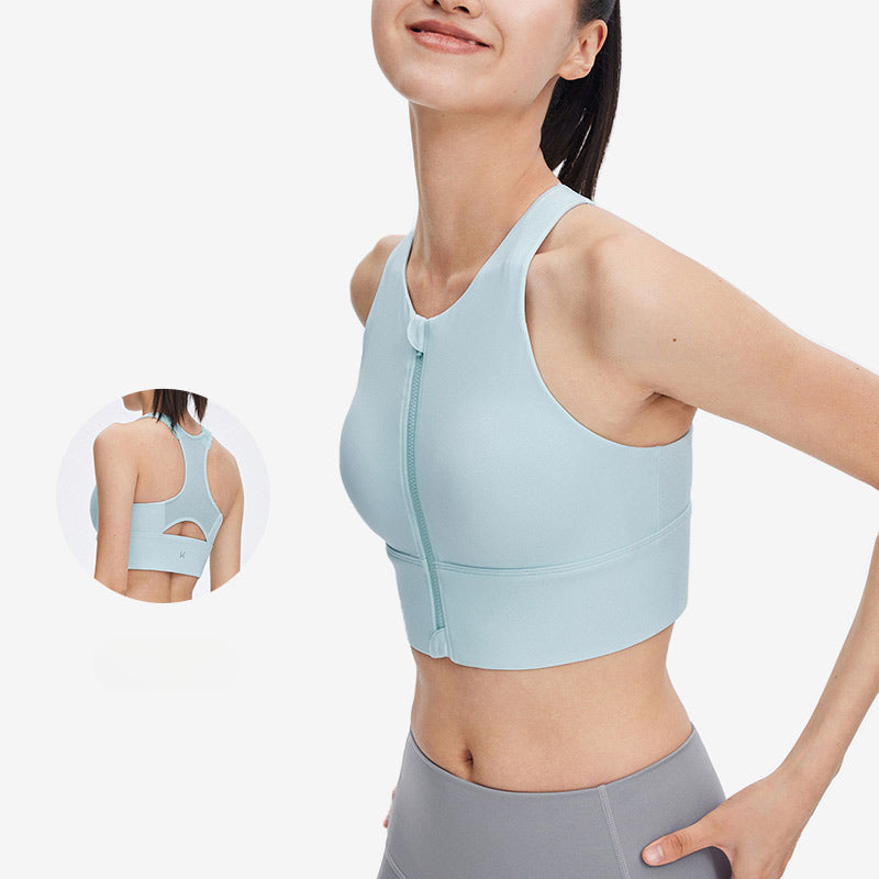 Front-zip Shockproof Sports Bra &amp; Side Support