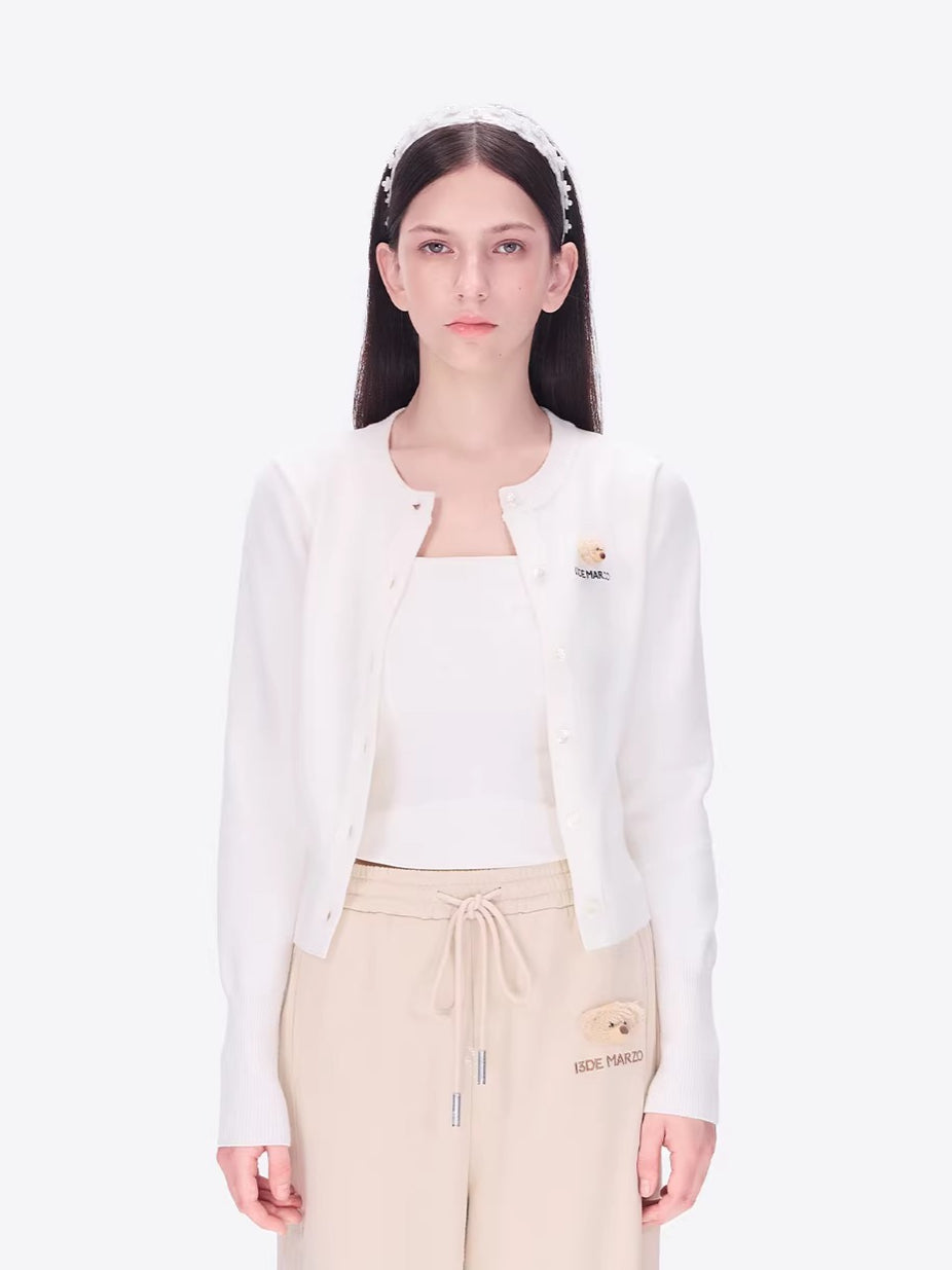 Cropped Knit Cardigan Sweater