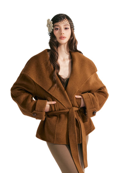 Wool Harmony Double-Faced Short Belted Jacket