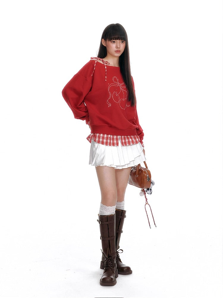 Faux Layered Off-Shoulder Sweatshirt