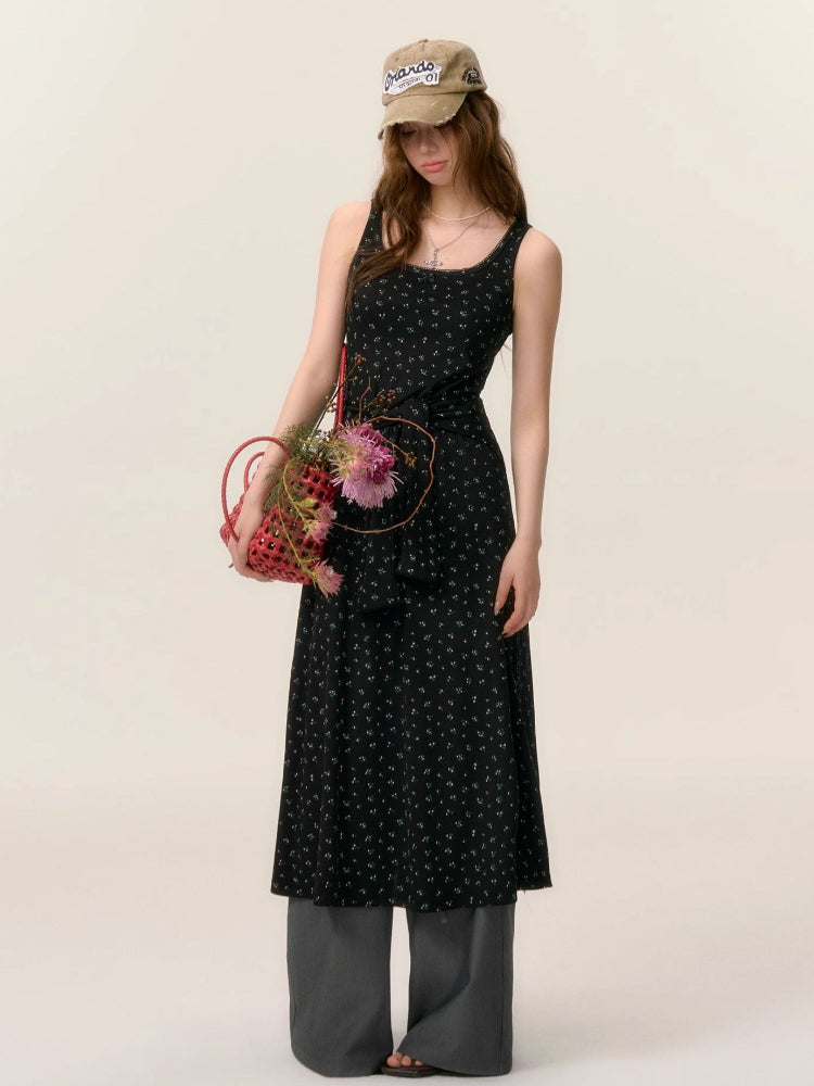 Dropped Shoulder Floral Knit Dress &amp; Cardigan Set