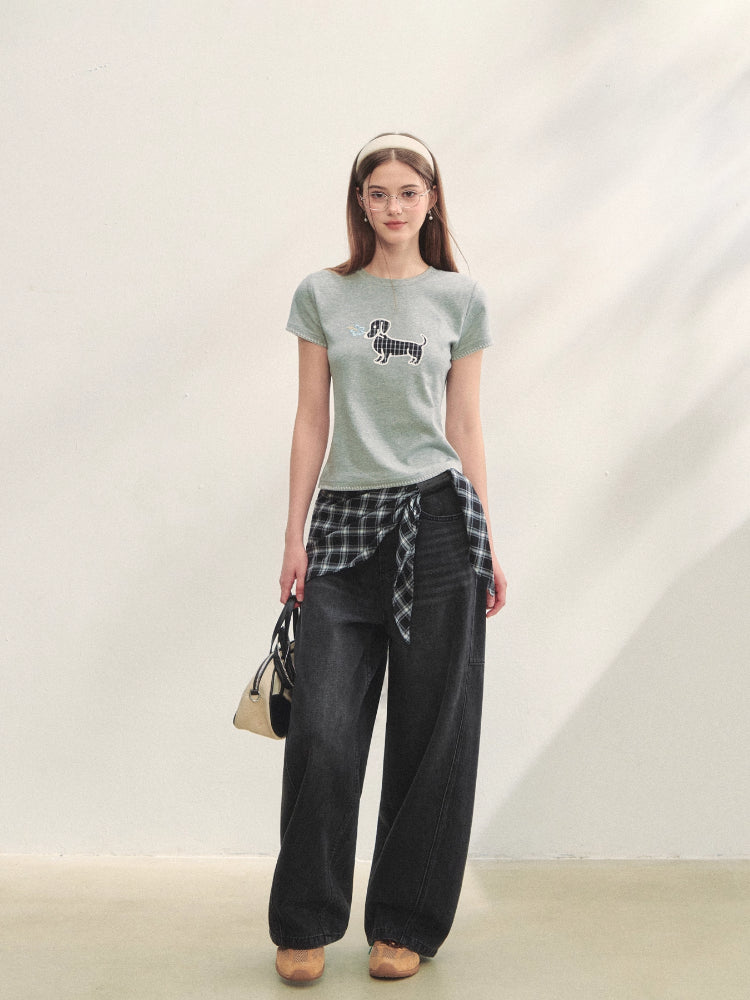 Print Dog Embroidered Tee - CHINASQUAD