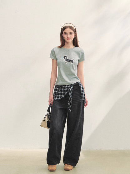 Print Dog Embroidered Tee - CHINASQUAD