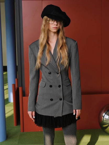 Black &amp; Gray Blazer Dress