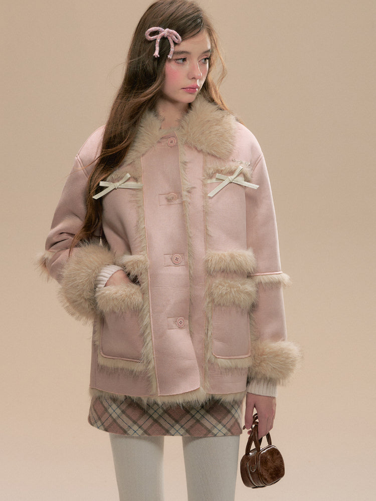 Pink Cedar Faux Fur Coat