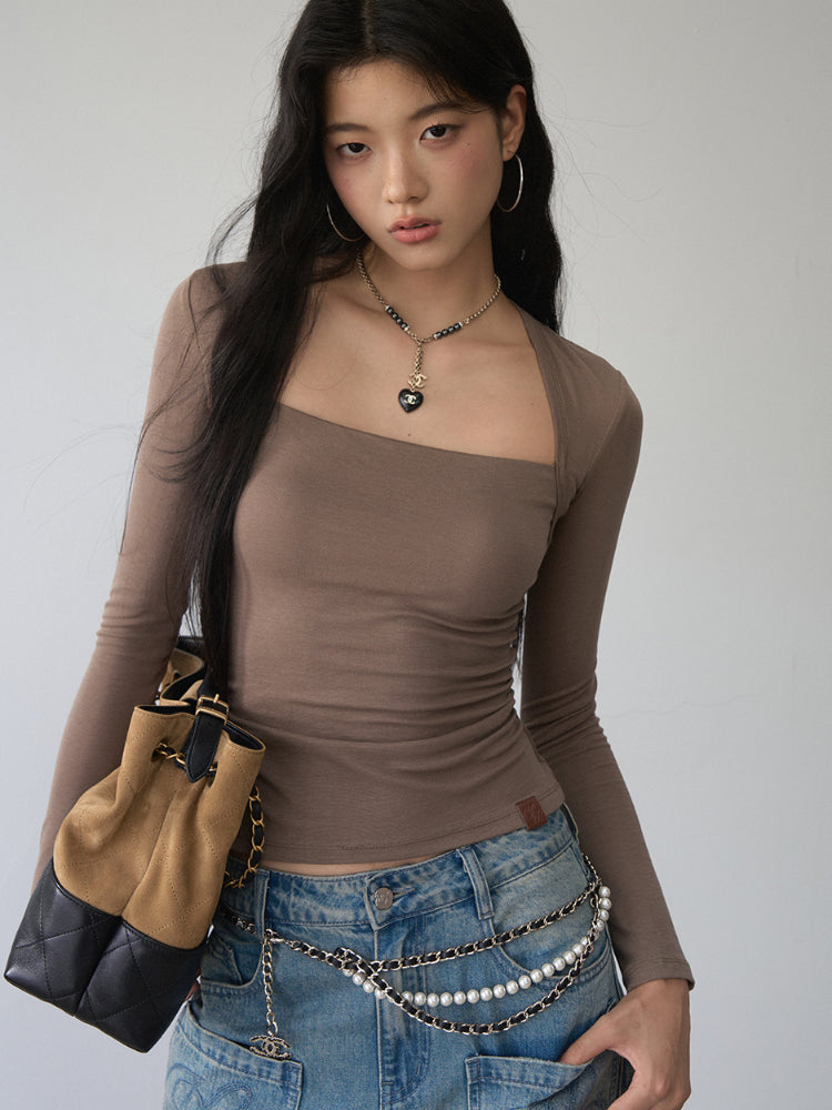 VIA PITTI One-Shoulder Strapless Long-Sleeve Blouse – view 5