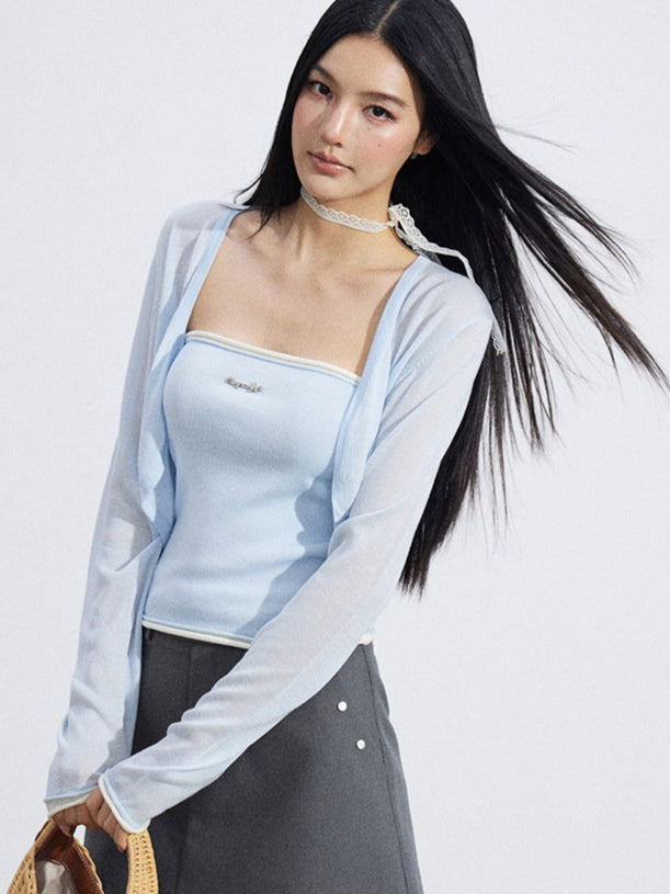 Shawl Cardigan and Bandeau Two-Piece Set