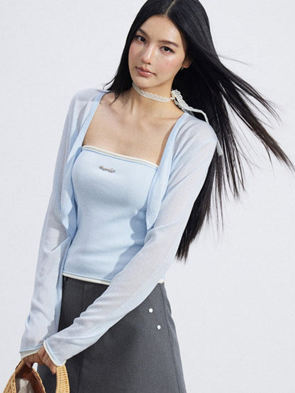 Shawl Cardigan and Bandeau Two-Piece Set