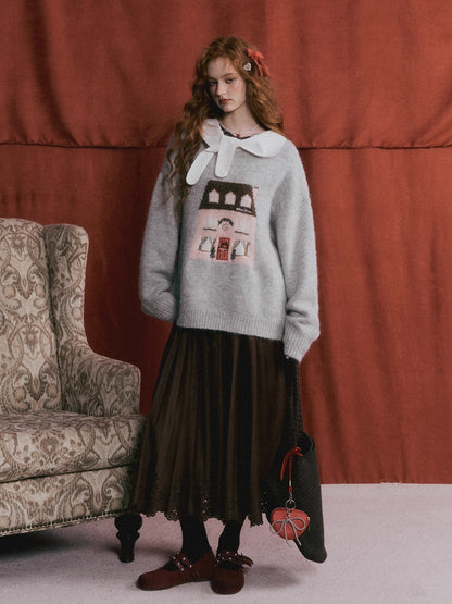 Suede Pleated Midi Skirt