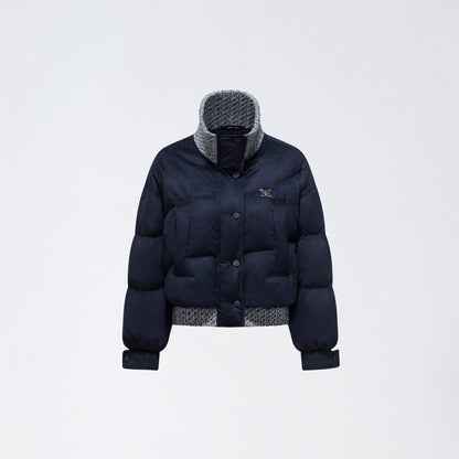 Wool-Blend Knit Spliced Down Jacket