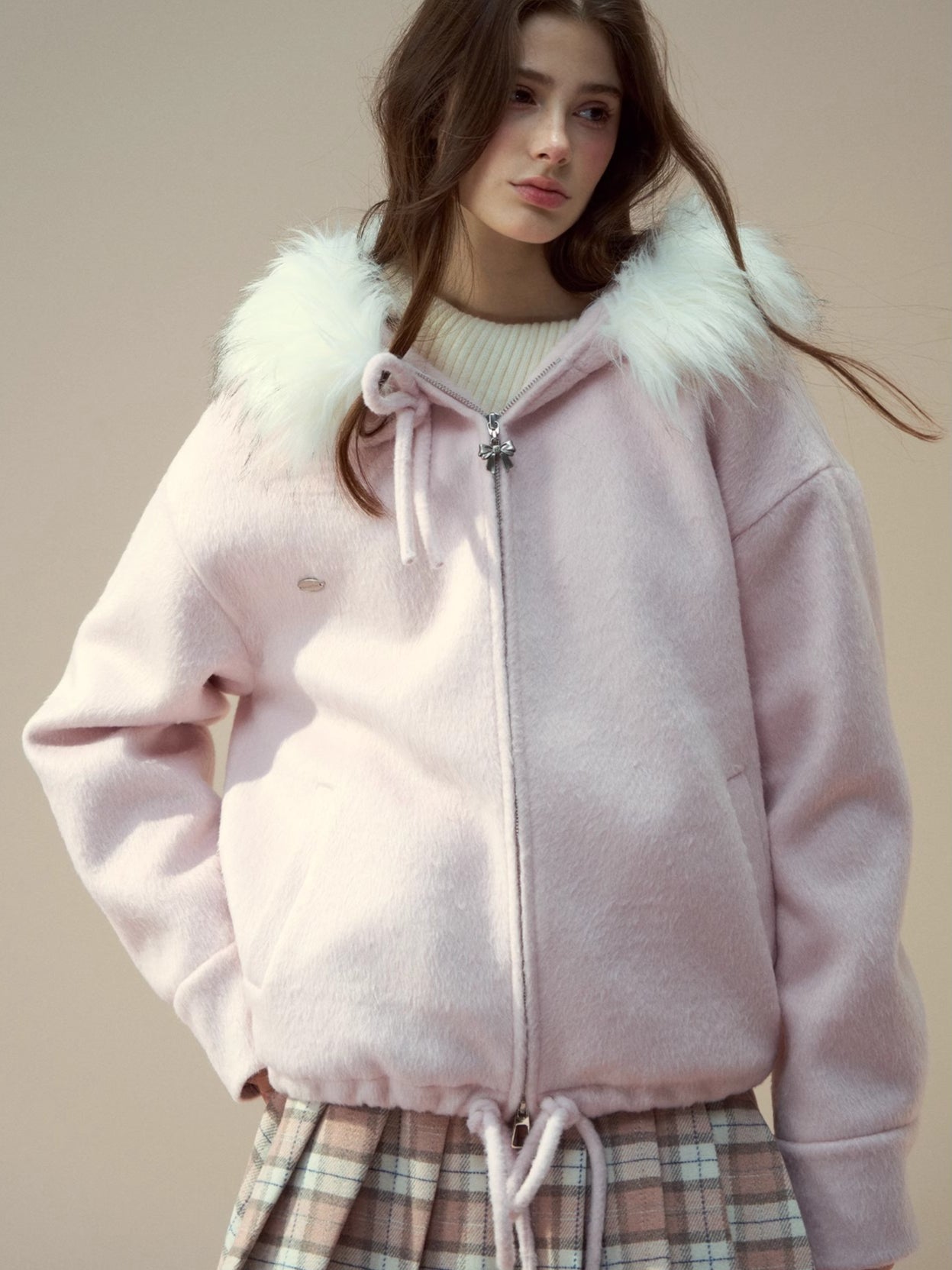 Rose Hooded Wool-Blend Jacket