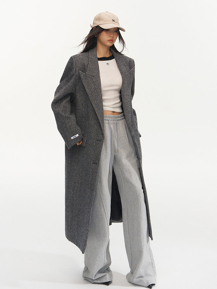 Gray Relaxed Fit Woolen Coat