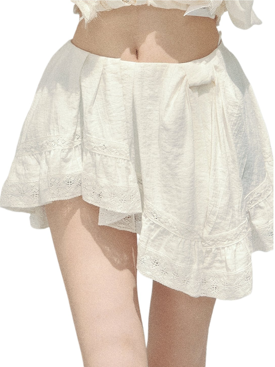 Moonlit Ripple Lace Mini Skirt