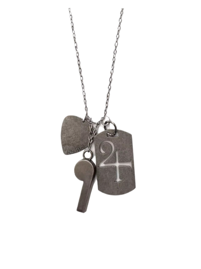 Layered Industrial Punk Pendant Necklace