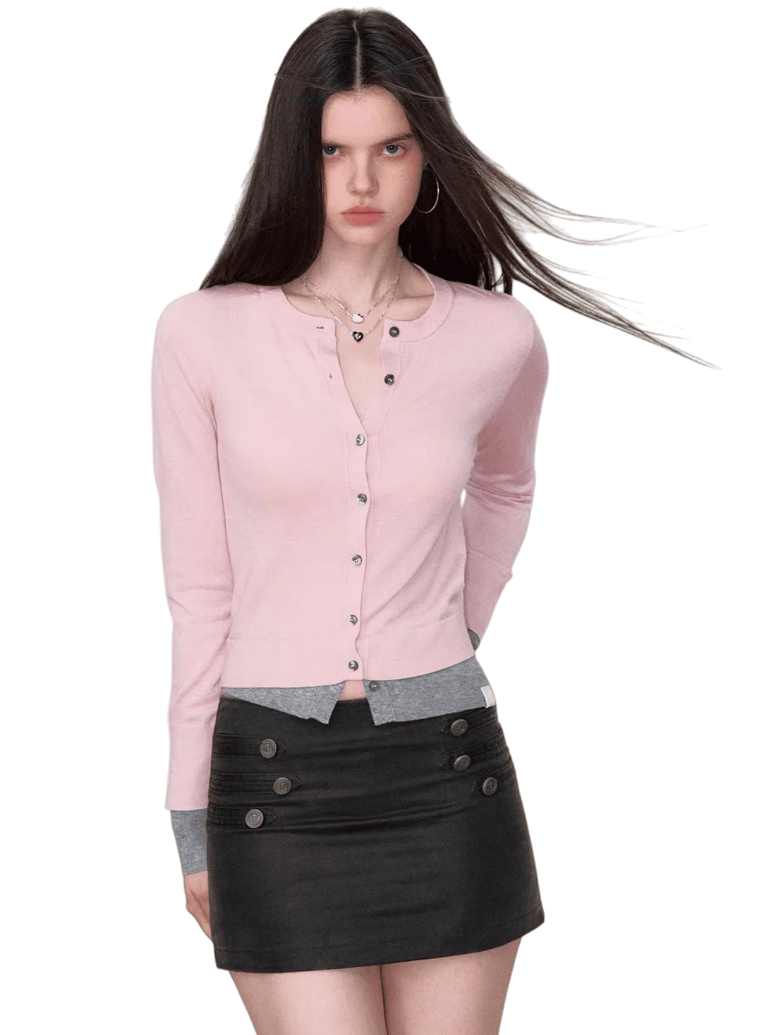 Patchwork Fitted Wool Knit Cardigan