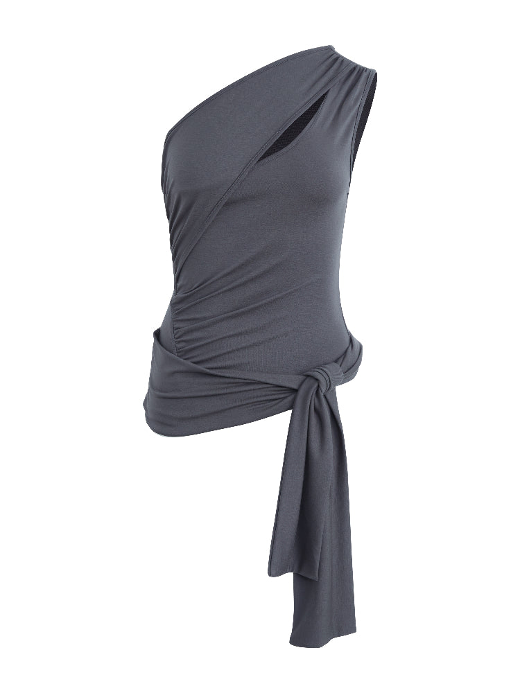 Irregular Slanted Single Shoulder Vest