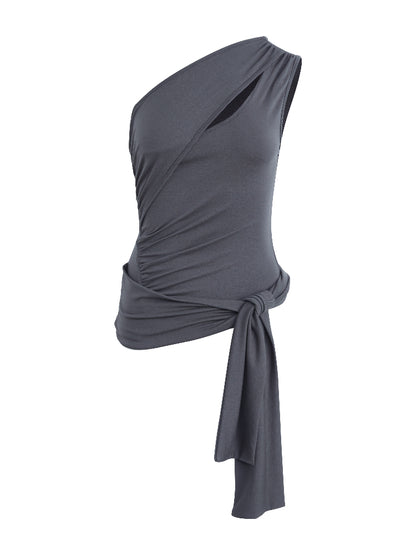 Irregular Slanted Single Shoulder Vest