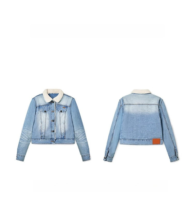 &quot;Caraval Series&quot; Washed Twill Denim Cotton-Padded Jacket