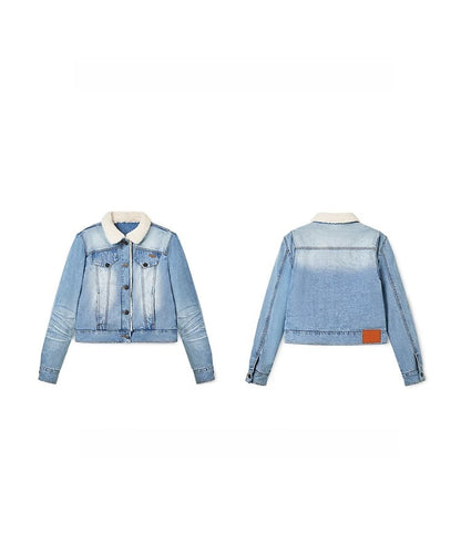 &quot;Caraval Series&quot; Washed Twill Denim Cotton-Padded Jacket