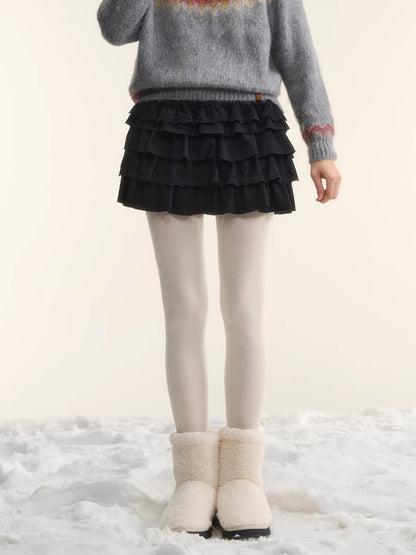 Tiered High-Waist A-Line Puff Skirt