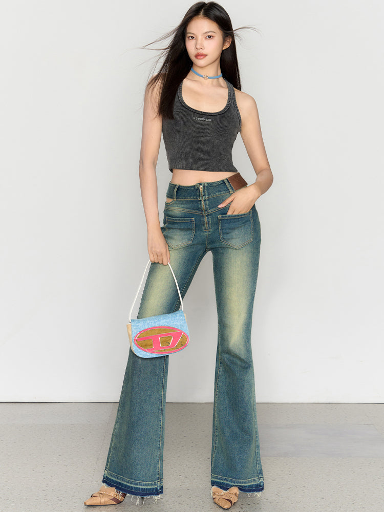 High-Waisted Vintage Flared Jeans