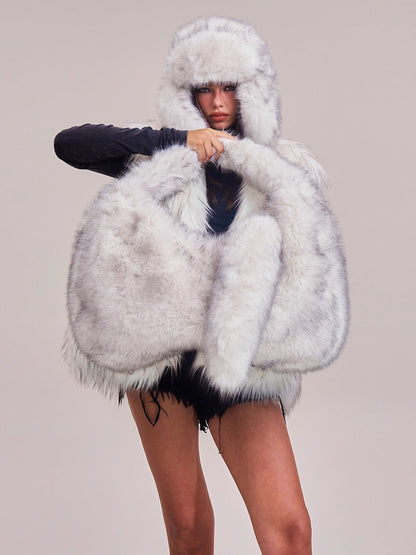 Cross Relic Faux Fur Stone Bag