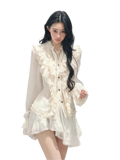 Vintage Lace Ruffle Shirt