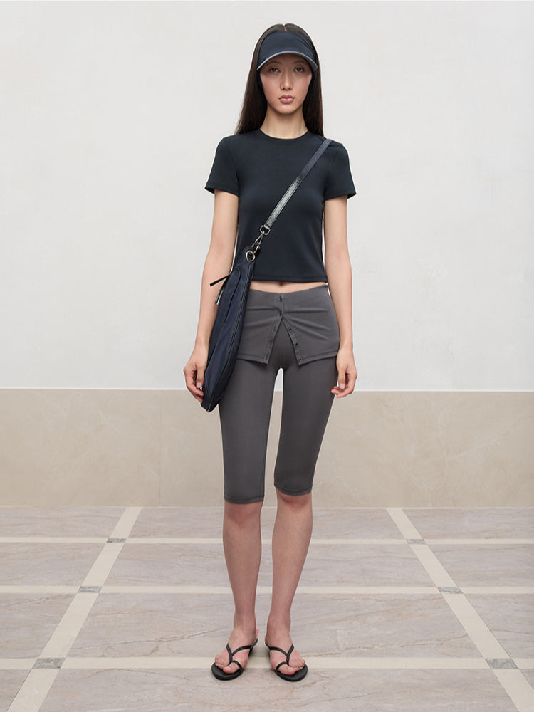 Regular-Shoulder Round Neck Short-Sleeve T-Shirt