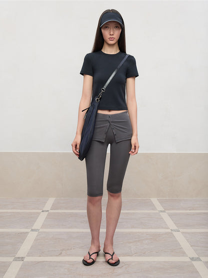 Regular-Shoulder Round Neck Short-Sleeve T-Shirt