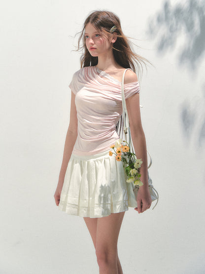 Fake Two-piece Off-the-Shoulder Short-sleeve T-shirt
