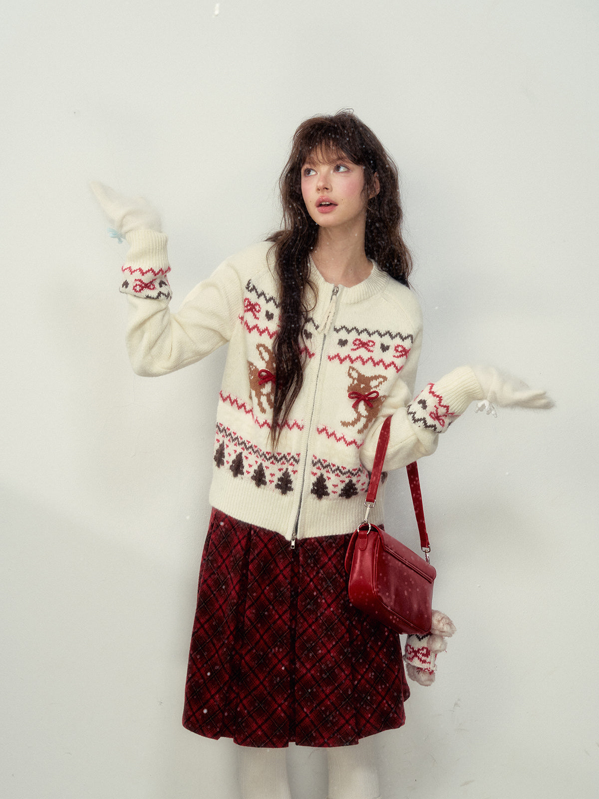 Fair Isle Deer Knit Cardigan