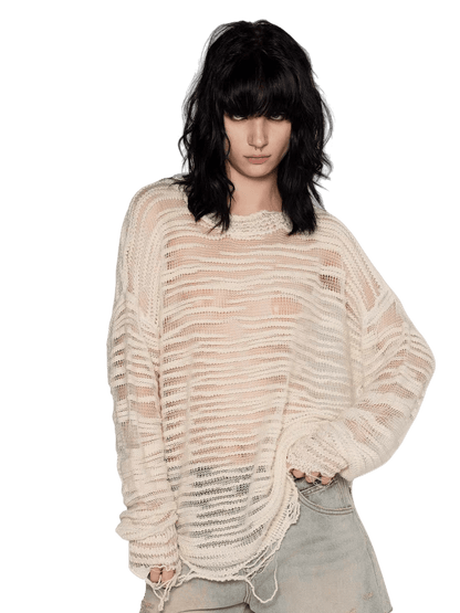 Textured Slub Wool Knit Sweater